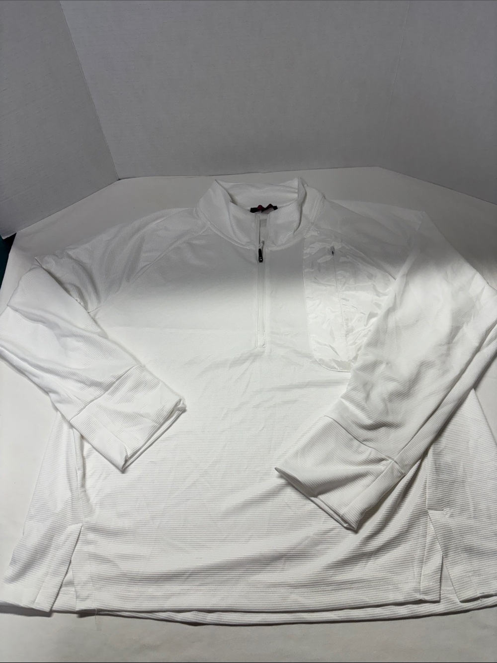 ACX White Textured Quarter-Zip Long Sleeve